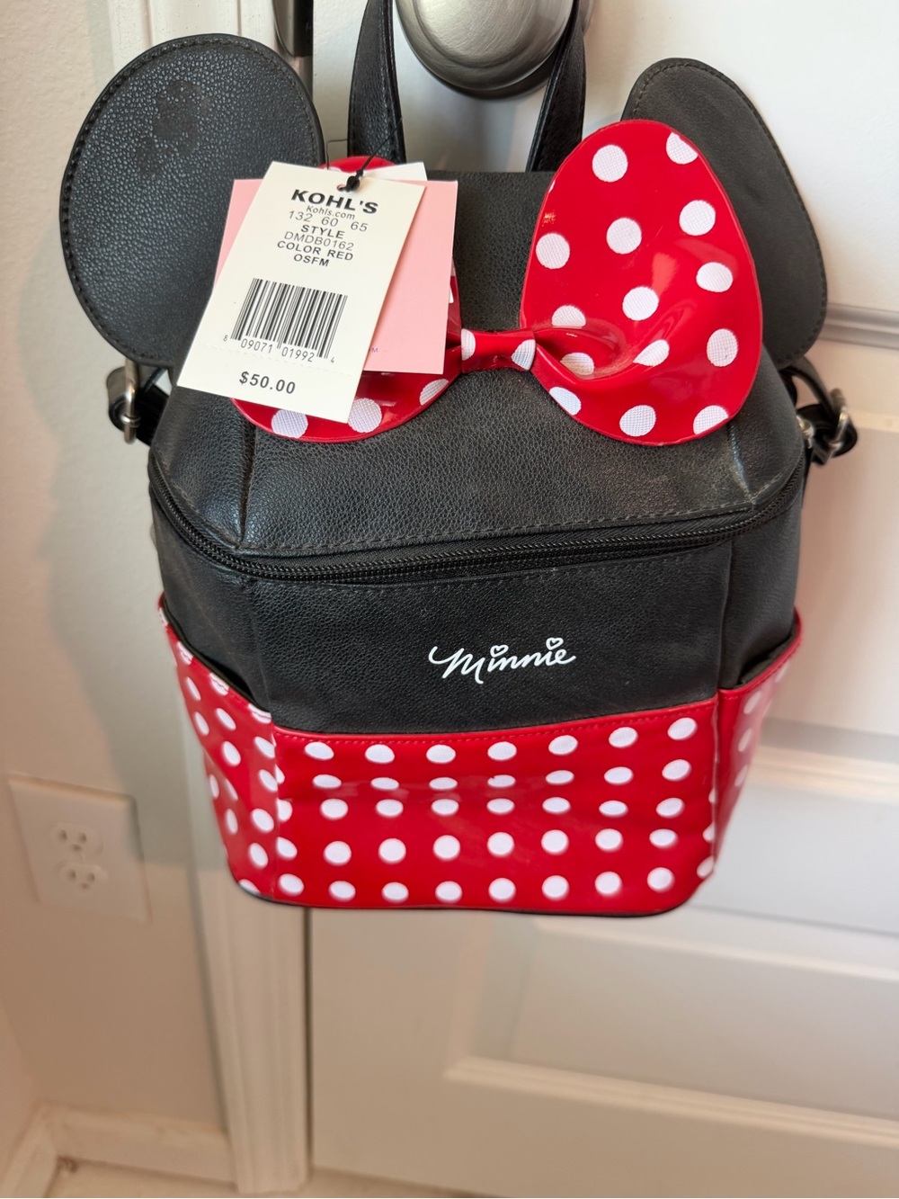 Kohl's Minnie Mouse Polka Dot Backpack Purse - Black & Red